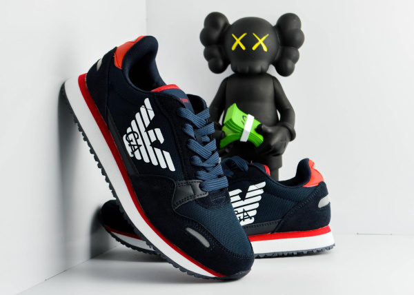 Кроссовки Armani син/красн (790016) |CC| от магазина vikingsmen.ru