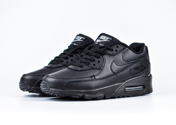 Кроссовки Nike Air Max 90 Leather "Triple Black" (2126-1) |CB| от магазина vikingsmen.ru