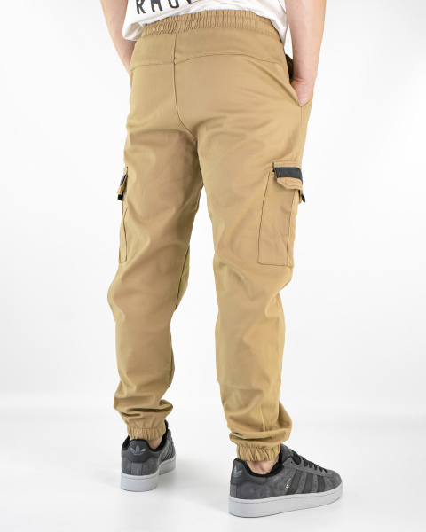 Штаны джоггеры мужские Adidas теплые (3842) (M, Бежевый, 48 (M))