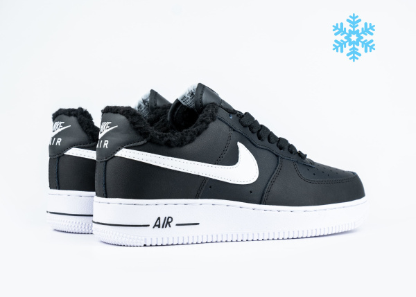 Кроссовки Nike Air Force 1 low "Black/White" с мехом (500-2)|CB| от магазина vikingsmen.ru