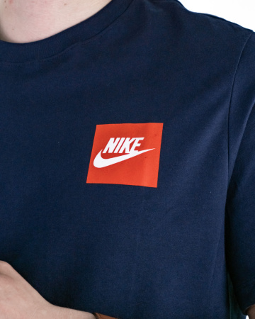 Футболка Nike логотип в красном квадрате (21039165) (M, Темно-синий)