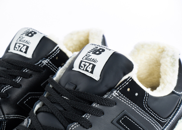 Кроссовки New Balance 574 "Black/White" с мехом (901-1) |CC| от магазина vikingsmen.ru