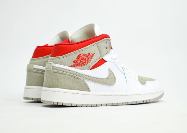 Кроссовки Nike Air Jordan 1 Mid "White/Grey/Red" (M5525-1) |AA| от магазина vikingsmen.ru