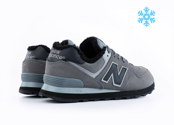 Кроссовки New Balance 574 "Grey/Black" с мехом (900-19) |CC| от магазина vikingsmen.ru