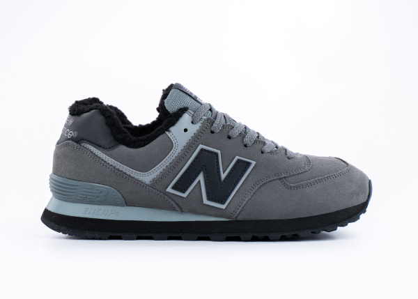 Кроссовки New Balance 574 "Grey/Black" с мехом (900-19) |CC| от магазина vikingsmen.ru