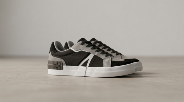 Кеды кожаные Lacoste "Grey/Black/White" (7700-5) от магазина vikingsmen.ru