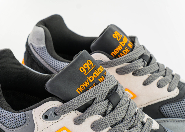 Кроссовки New Balance 999 "Grey/White/Black/Orange" (424-8) от магазина vikingsmen.ru