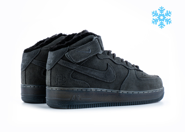 Кроссовки Nike Air Force 1 Mid "Grey" с мехом (511-3) от магазина vikingsmen.ru