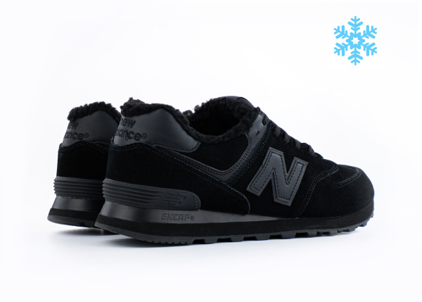 Кроссовки New Balance 574 "Black" с мехом (900-15) от магазина vikingsmen.ru