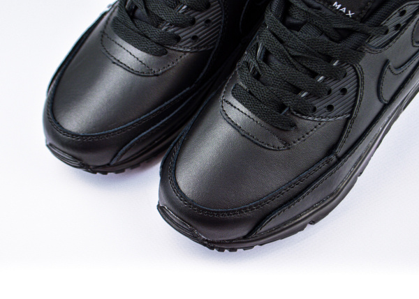 Кроссовки Nike Air Max 90 Leather "Triple Black" (2126-1) |CB| от магазина vikingsmen.ru
