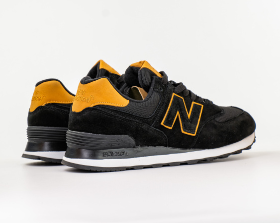 Кроссовки New Balance 574 "Black/Yellow" (107-42) от магазина vikingsmen.ru