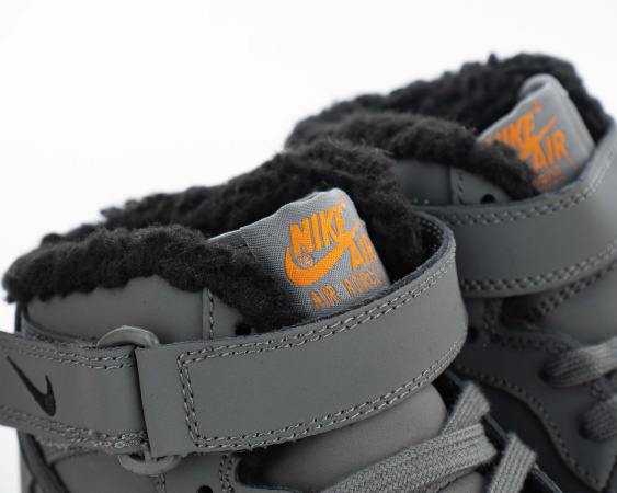 Кроссовки Nike Air Force 1 Mid "Grey/Black" с мехом (M513-2)|AA1| от магазина vikingsmen.ru