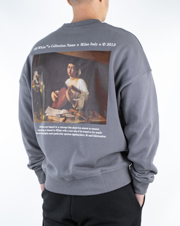 Свитшот "Off White" принт "CaraVaggio" (65840) (L, Серый)