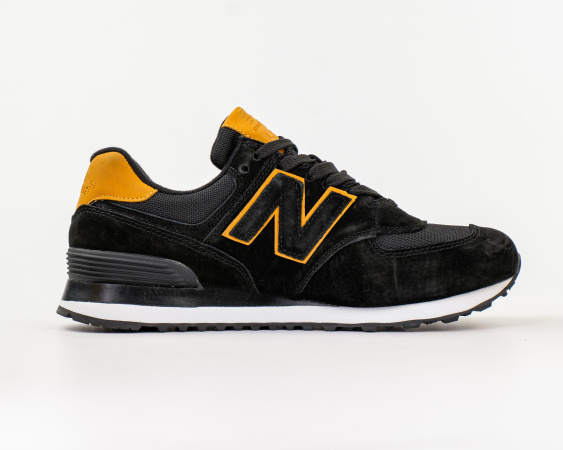 Кроссовки New Balance 574 "Black/Yellow" (107-42) от магазина vikingsmen.ru