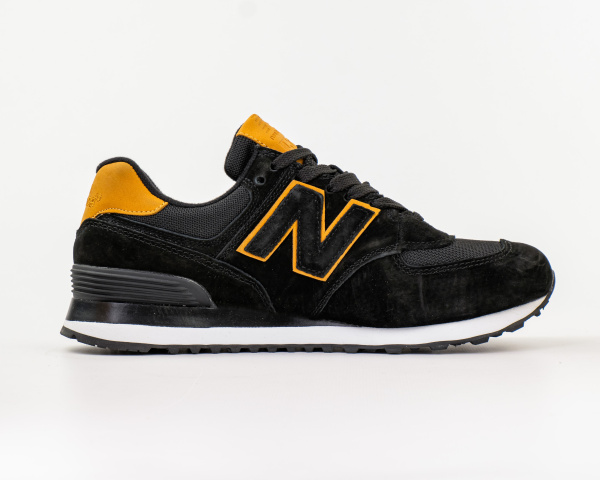 Кроссовки New Balance 574 "Black/Yellow" (107-42) от магазина vikingsmen.ru