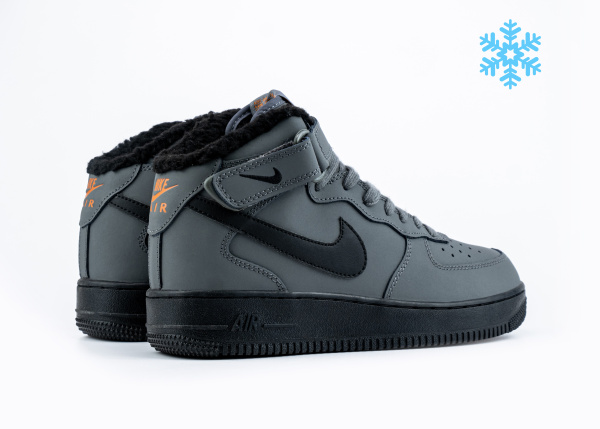 Кроссовки Nike Air Force 1 Mid "Grey/Black" с мехом (M513-2)|AA1| от магазина vikingsmen.ru