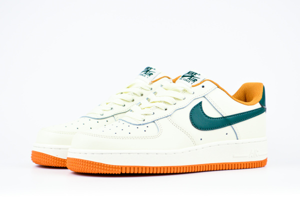 Кроссовки Nike Air Force 1 "White/Green/Orange" (5500-29) |A1C| от магазина vikingsmen.ru