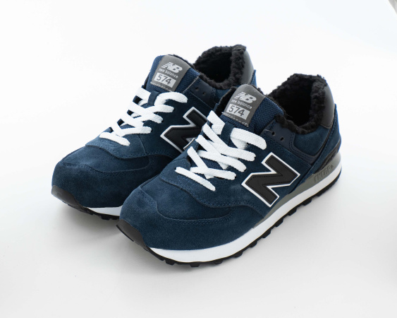 Кроссовки New Balance 574 "DK.Blue/White" с мехом (G900-17)|CC| от магазина vikingsmen.ru