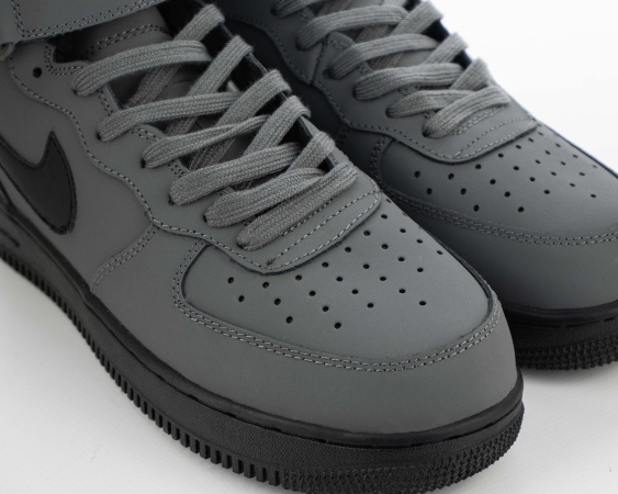 Кроссовки Nike Air Force 1 Mid "Grey/Black" с мехом (M513-2)|AA1| от магазина vikingsmen.ru