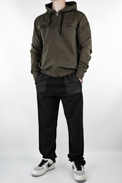 Костюм спортивный мужской BOSS (95-4104-ТК) (M, Хаки/Черный)