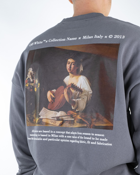 Свитшот "Off White" принт "CaraVaggio" (65840) (L, Серый)