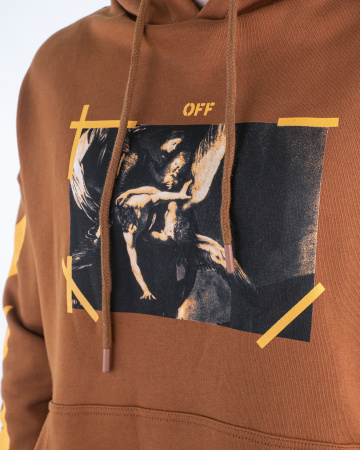 Худи "Off White" принт "CaraVaggio" (46407) (S, Коричневый)