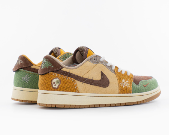 Кроссовки Zion Williamson x Air Jordan 1 Retro Low OG "Voodoo" (9602-1) |AB| от магазина vikingsmen.ru