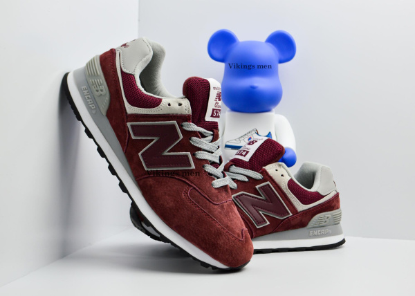 Кроссовки New Balance 574 "DK. Red/White" (070-9) |BA| от магазина vikingsmen.ru