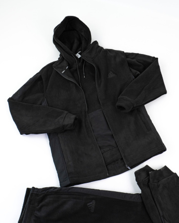 Детальное Изображение Спортивный костюм тройка Adidas на флисе (Худи, Жилет, Брюки) (9237)